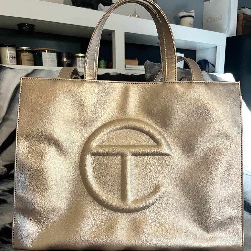 Telfar Medium Gold Shopping Bag - Guaranteed Authentic